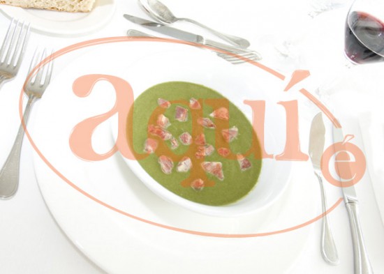 Crema de acelgas con taquiños de xamón